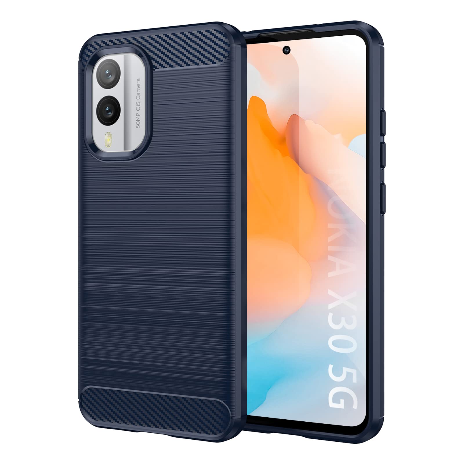 SCL Case for Nokia X30 5G Case Nokia X30 5G Case [Blue], Carbon Fibre Effect Gel Grip Protection Cover [Anti Scratch][Anti Collision] Case Compatible with Nokia X30 5G