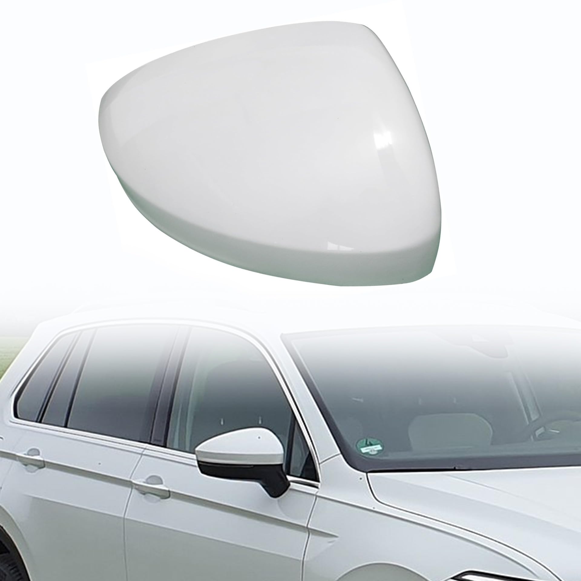 Photo 1 of GXARTS White Right Passenger Rear View Mirror Cover Replace Compatible with Volkswagen Tiguan 2018-2022 Car Door Rearview Mirror Cover Cap Housing Protective Cover For Exterior Mirrors Trim Cap