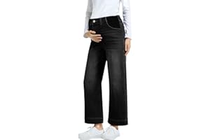 BLENCOT Women's Maternity Jeans High Waisted Wide Leg Stretchy Denim Pants Pregnancy Clothes