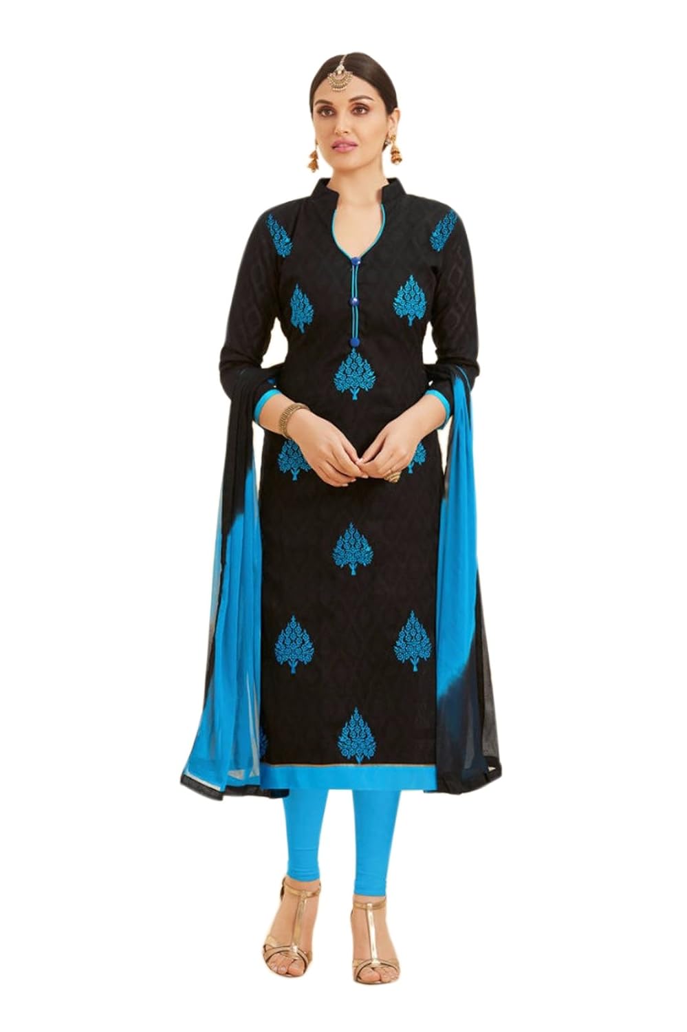 ethnicjunction women's dress material (ej1169-8002_black_free size)