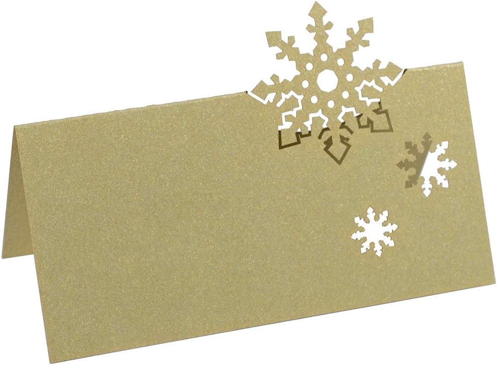 Gold Let It Snow Christmas Snowflake Name Place Cards By Paper