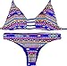 Sexybody Printing Push Up Top & Triangle Bottom Women Swimwear Bikini Blue-Colorful Small