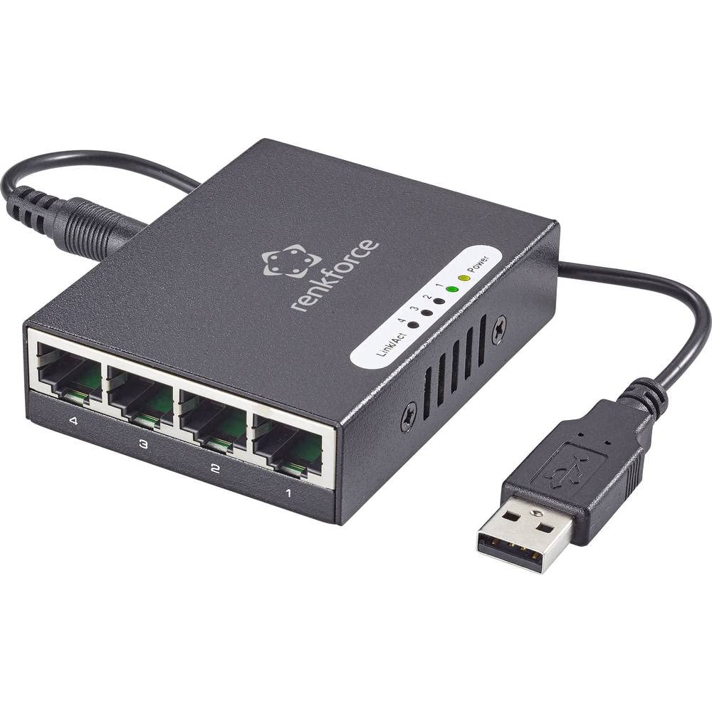 RENKFORCE Network Switch RF-4270245 4 Ports 1 GBit/s USB Power Supply