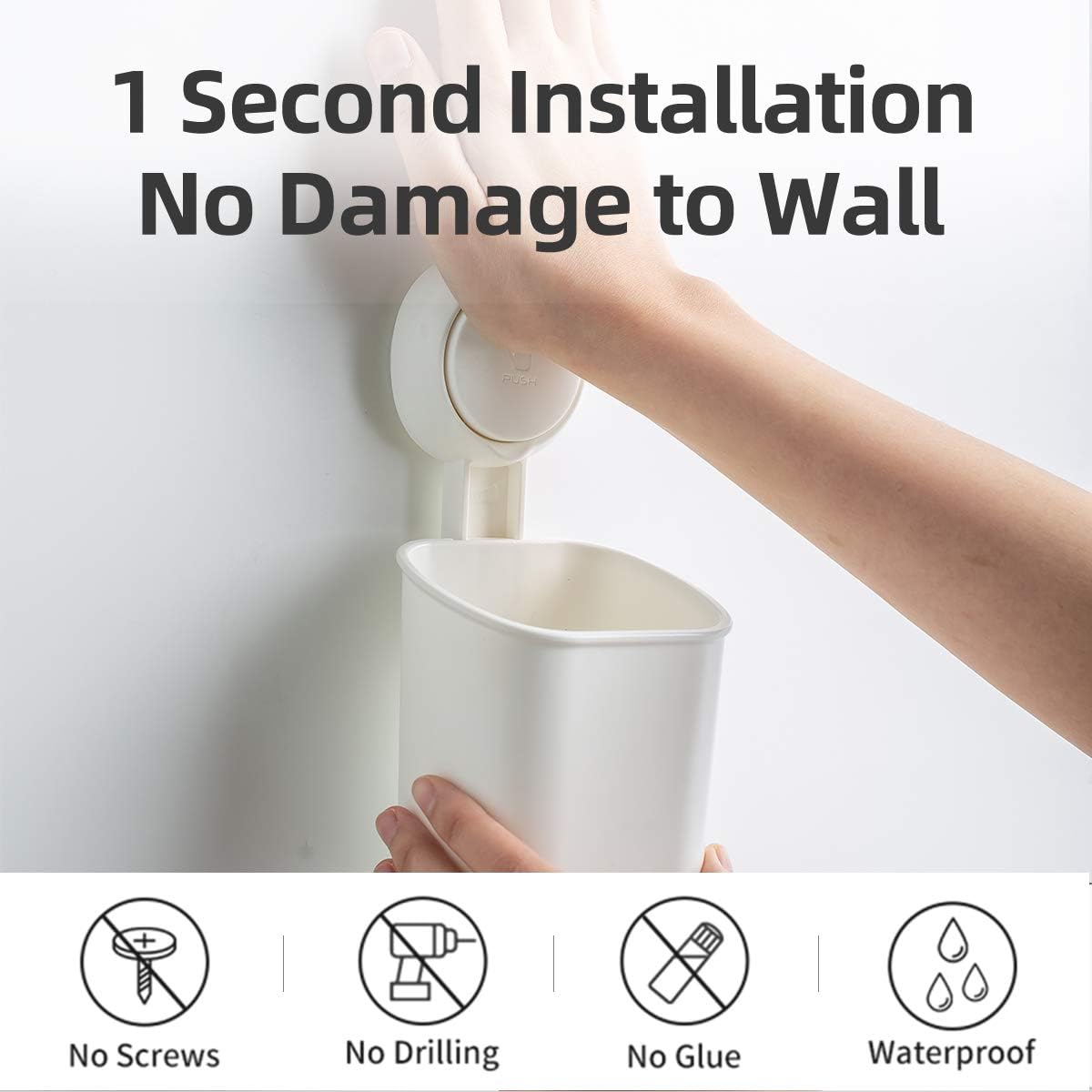 SWAMTIK Toothbrush Holder &1 Suction Cup Hook No Drilling Removable Electric Toothbrush Holder Wall-Mounted Toothpaste & Razor Holder with Drainage for Bathroom, Shower and Kitchen: Kitchen & Dining