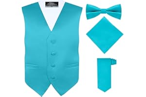 S.H. Churchill & Co. Boy's 4 Piece Vest Set, with Bow Tie, Neck Tie & Pocket Hankie