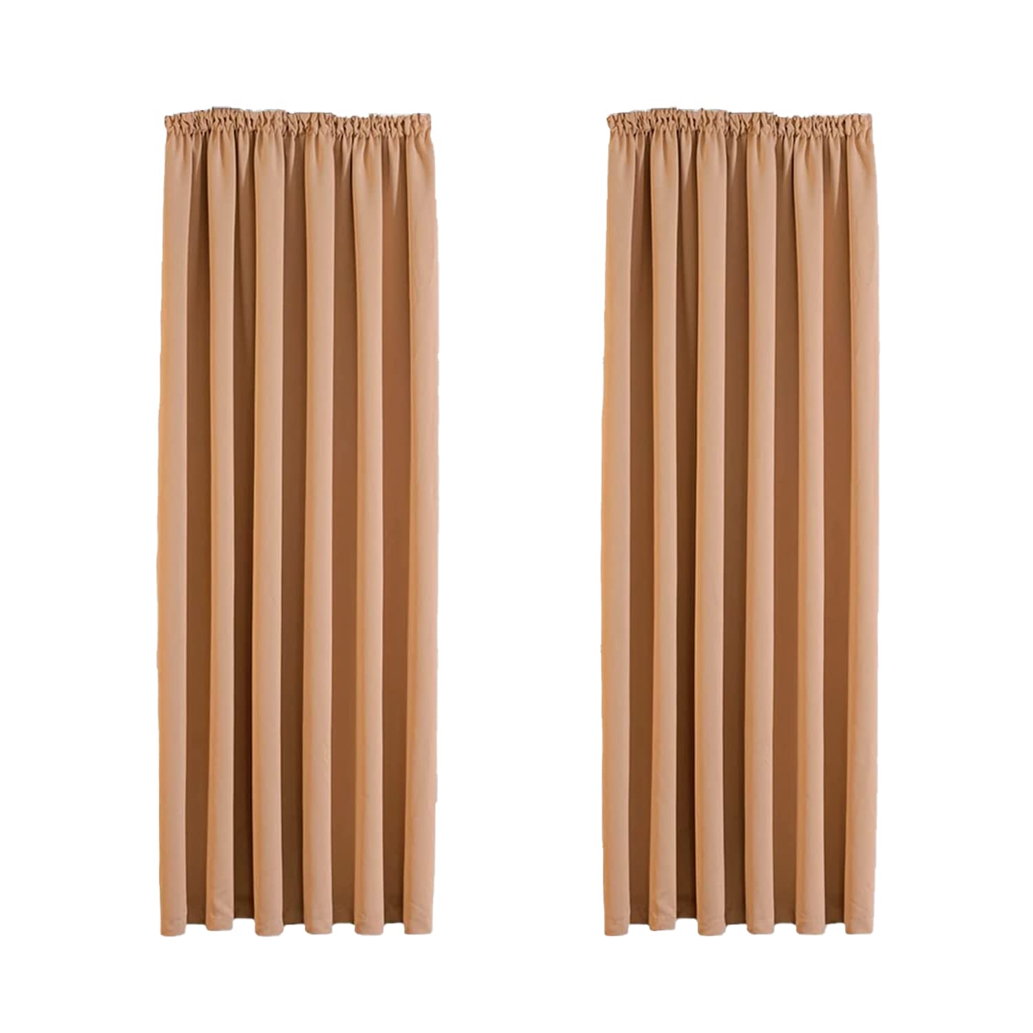 Aspire Homeware Blackout Curtains for Living Room - Short Pencil Pleat Bedroom Curtains with Tiebacks 46 x 54 inch Drop Super Soft Thermal Insulated Beige Black Out Kitchen Curtain 2 Panels — image 1