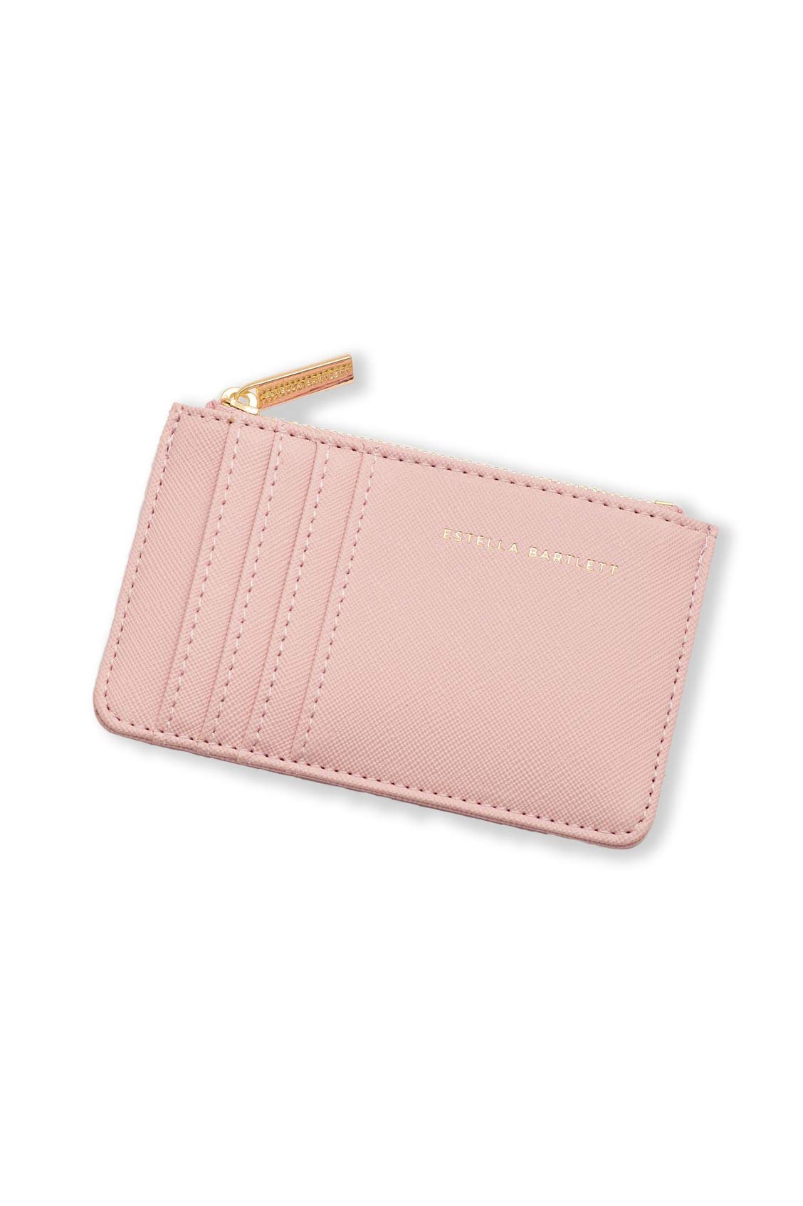 Estella Bartlett Vegan Leather 'Dare to Dream' Card Purse – Blush Slim Card Holder Wallet for Women, Compact Zip Coin & Card Case, Small Travel Purse, Gift for Her