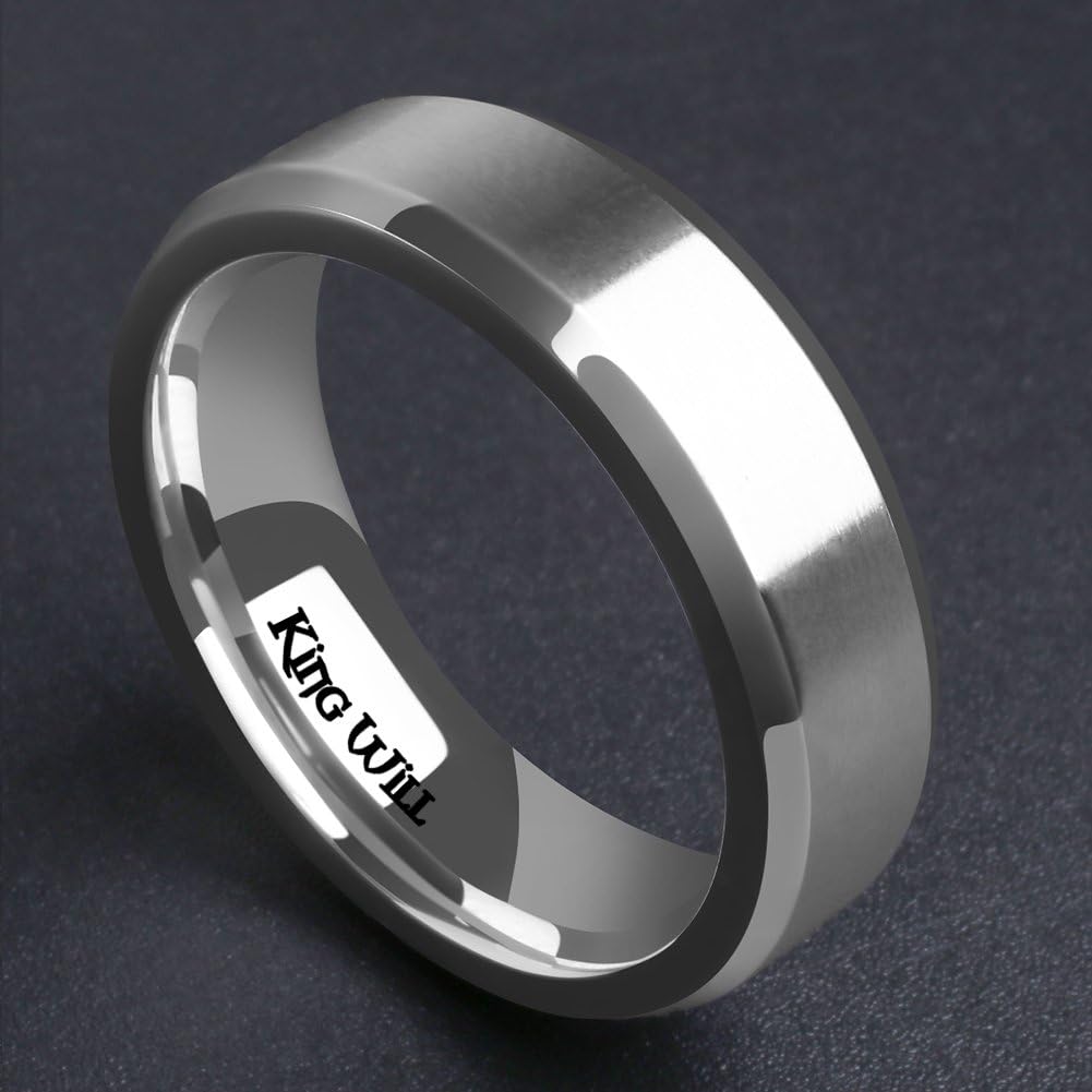 King Will Basic 3mm 5mm 6mm 7mm 8mm 9mm Titanium Ring Matte Finished Wedding Band Comfort Fit Beveled Edge | 