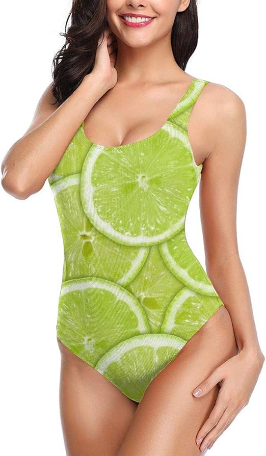 Heap Fresh Green Lime Slices Women's One Piece Swimsuit Swimwear Sports