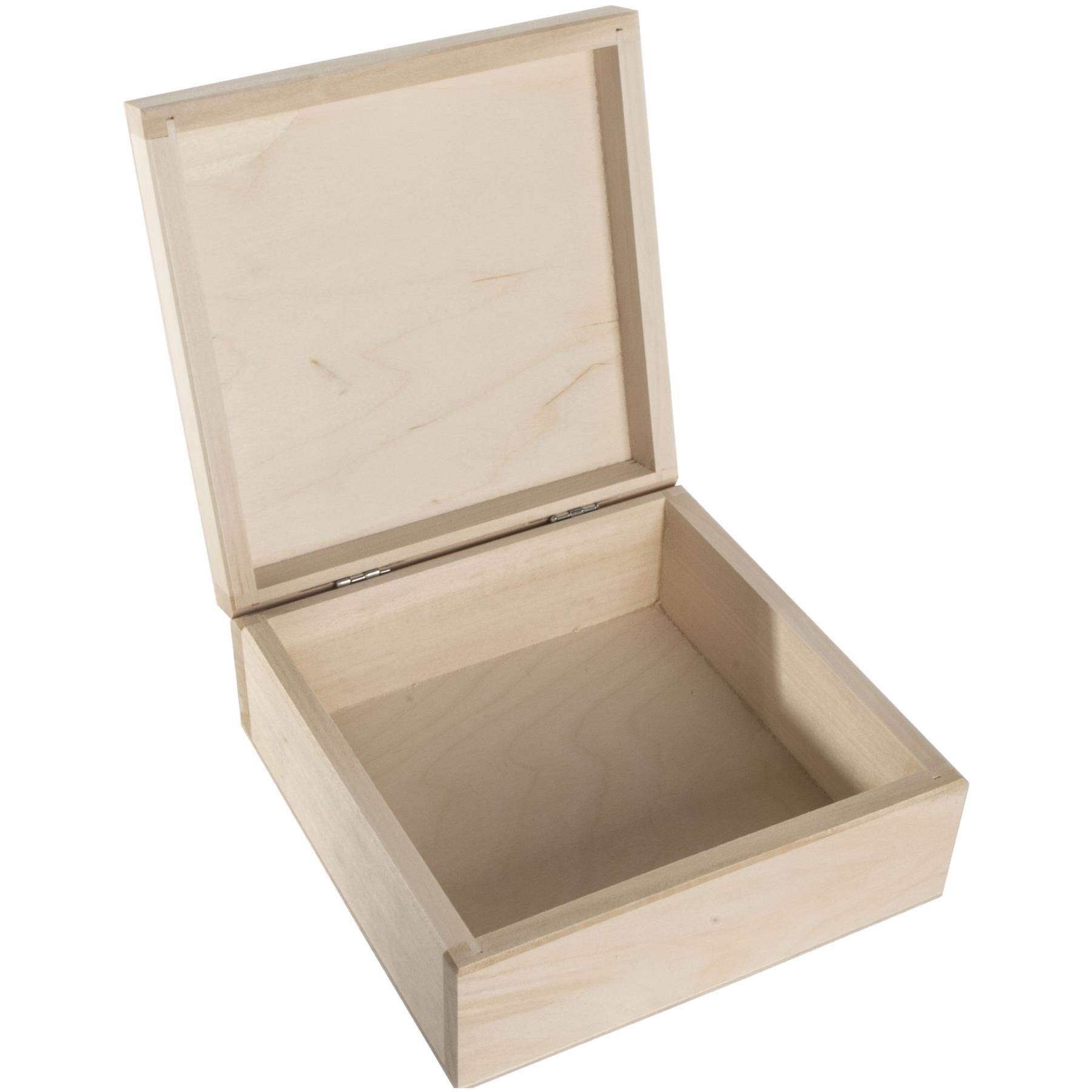 WooDeeDoo Unfinished Wooden Square Keepsake Storage Box – 16 x 16 x 7 cm – Limewood Craft Box for DIY Projects Personalised Gifts Jewellery Trinkets Memory Keepsakes and Creative Decoration