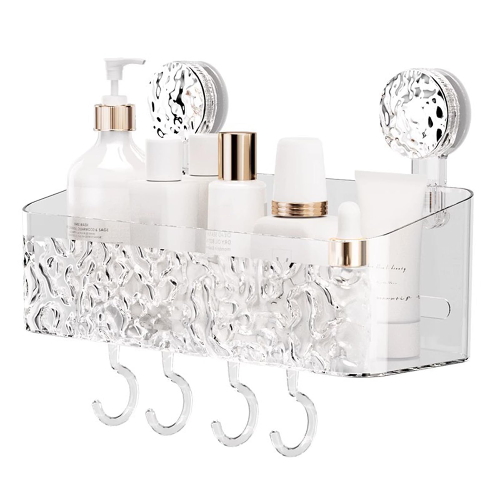 Miawtro Shower Caddy Suction Cup，No-Drilling Removable Waterproof Bathroom Wall Shelf ，ShowerBasket Storage Organizer for Shampoo Conditioner Razors Soap