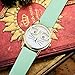 Top Plaza Fashion Women's Platinum Plated Mini Cat Glasses Analog Quartz Watch, PU Leather Strap Gold Tone - Mint Green