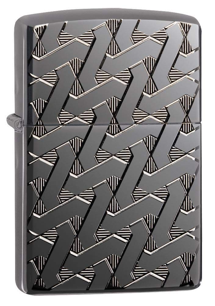 Zippo Pocket Lighter, Other, High Polish Black Ice Geometric Weave, One Size