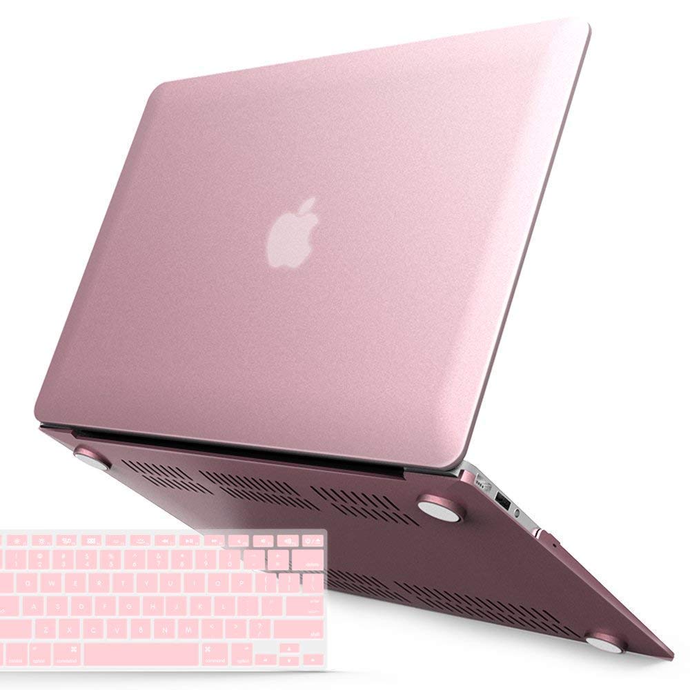 Photo 1 of IBENZER Compatible with MacBook Air 11 Inch Case Model A1370 A1465, Soft Touch Plastic Hard Shell Case Bundle with Keyboard Cover for Mac Air 11, Rose Gold, A11MPK+1A
