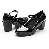 Cusolemore Mary Jane Heels with Arch Support, Closed Round Toe Chunky Pumps for Women, Comfortable Block Heel Dress Shoes