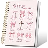 VONTP Bible Pink Bow Notebook Journal for Women, Christian Girl Energy Journal, Christian Study Notebook, Cute Preppy Bible Study Spiral Notebook for Bible Notes 5.5 x 8.3