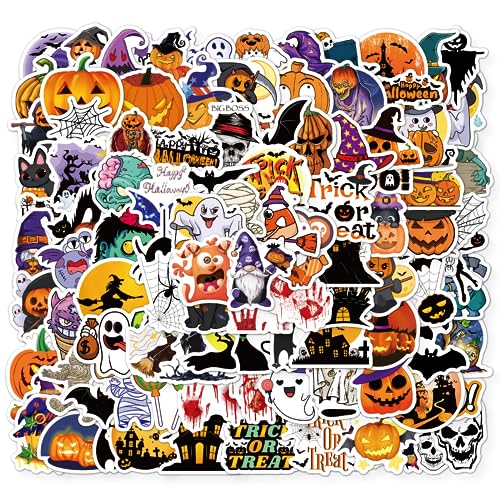 JULBEAR Halloween Stickers, 200PCS Halloween Bottles Stickers Non-Repeating Vinyl Party Stickers for Water Bottle, Laptop, Skateboard, Luggage, Arts and Crafts, Party Favors