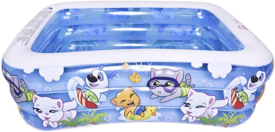 Jnzr Paddling Pools Swimming Pools for Kids and Adults,Cartoon Ocean Ball Pool PVC Three Layer Garden and Outdoor Inflatable Pools(200×150×60cm)