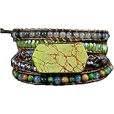 ZOSOJONA Women Wrap Bracelets Boho Natural Stone Jasper Turquoises Strand Bracelet Jewelry Collection