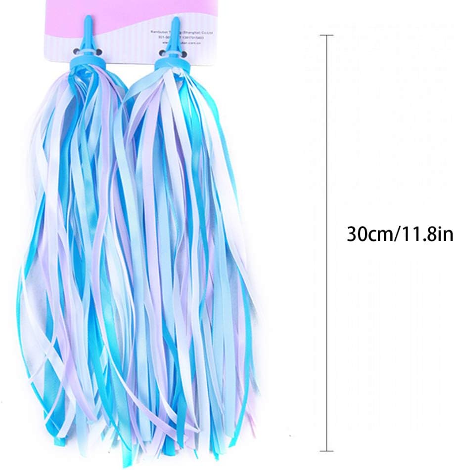 Kid's Rainbow Bike Streamers for Girls Boys 2 PCS Childrens Baby's Colorful Handlebar Bicycle Grips Tassel Ribbons,Carrier Accessories Easy Attach To Scooter's/tricycle's/bike's Handlebars -Blue - Image 3