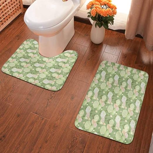 Rose Bathroom Rug, Abstract Pastel Colored Blossoms and