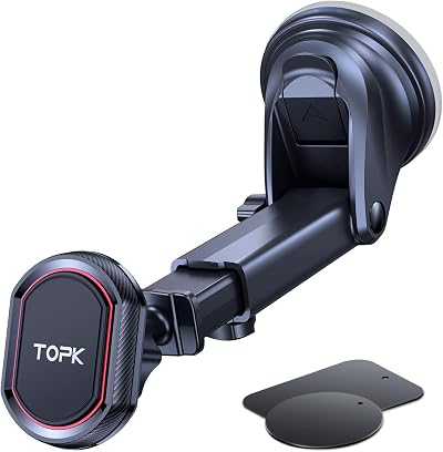 TOPK Car Phone Holder Magnetic Mount 360° Rotation Long Arm Strong Magnet