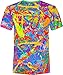 aofmoka Neon Glow Blacklight UV Reactive Party Rave Handmade Art Tee Sport Top Workout Shirt Women Unisex Men Design T-Shirt