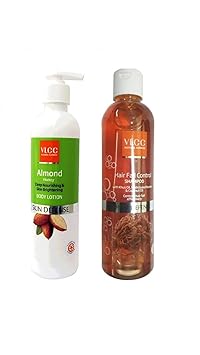 VLCC COMBO PACK OF ALMOND BODY LOTION (350 ML) & HAIR FALL CONTROL SHAMPOO (350 ML)