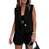 KIRUNDO 2 Piece Sets for Women Summer Outfits Business Casual Vest and Shorts Set Lightweight Sleeveless Matching Clothes