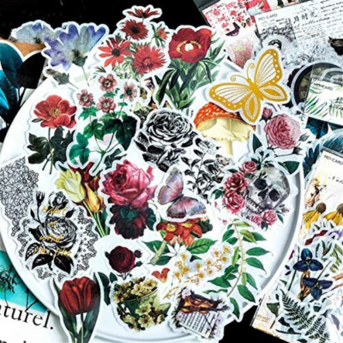 DIY Decorative Sticker, Natural Collection Series Washi Sticker for Album Diary Album Notebook Scrapbook Lifelog Cute Stationery Sticker, Pack of 60pc (#8)