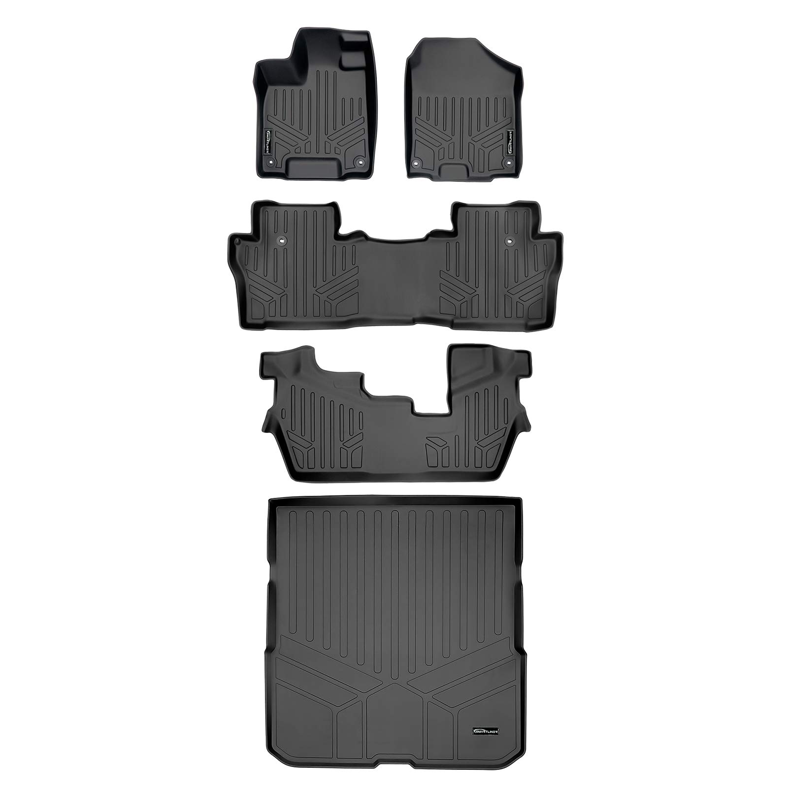 MAXLINER Custom Fit Floor Mats 3 Rows and Cargo Liner Behind 2nd Row Set for 2016-2022 Honda Pilot Image
