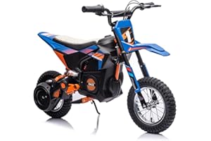 PALBY'S 24V 7ah Kids Ride on Motorcycle,13.6MPH Fast Speed Electric Battery-Powered Off-Road Motocross with 250W Strong Motor, Chain-Driven,Leather Seat,Disc Brake,Air-Filled Tires (Blue)