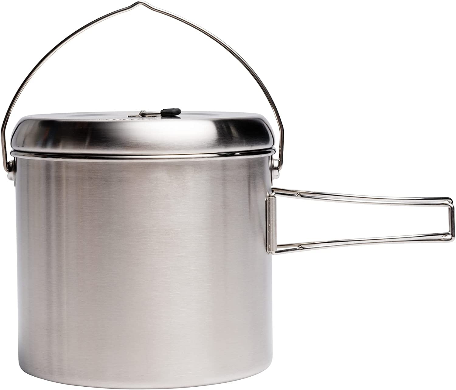 Solo Stove Pot 4000 ml | Incl. Nylon Sack, Lightweight Stainless Steel Backpacking Cookware, Markings for oz and ml, Pour Spout and Fold-out Handles, 19,7 x 18,4 cm, Volume: 4 L, 822 g