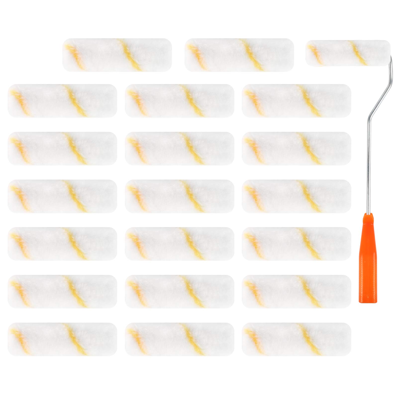 20Pcs Mini Roller Brush 10.5cm Mini Paint Rollers Paint Roller Set with 1Pcs Paint Roller Handle for Home Wall Ceiling Decoration Renovations and Repair