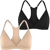 INIBUD Sports Bras for Women Racerback Seamless Bra Top Padded Wireless Triangle V Neck Adjustable Removable Bralette
