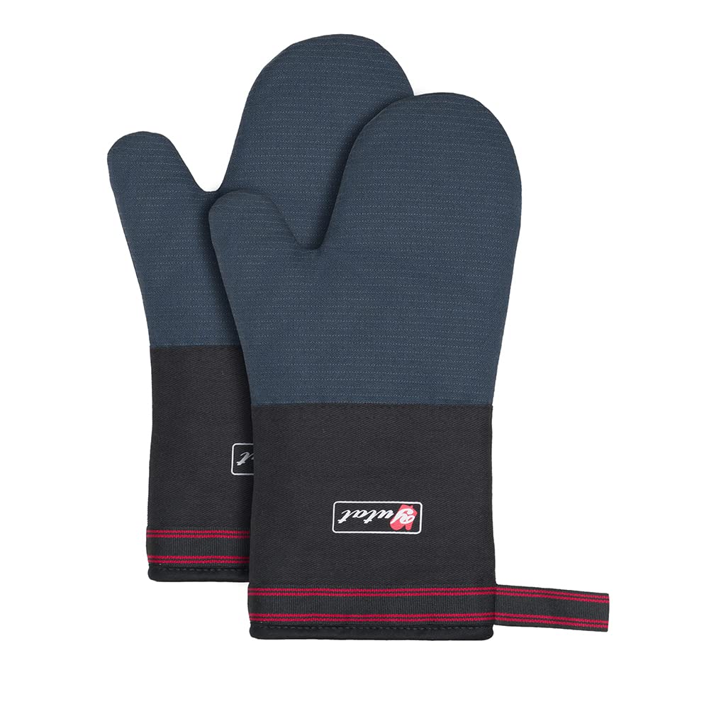 Yutat® Oven Gloves - Extended Longer Non-Slip for Optimal Protection Oven Gloves Heat Resistant up to 250°C Pot Holder Glove Perfect for Kitchen Baking Set of 2 Navy Blue