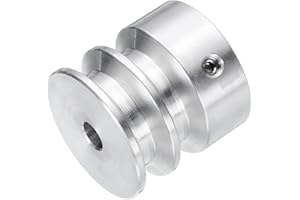 uxcell V-Type Pulley 6mm Bore 30mm Outer Dia Double Groove Aluminum Alloy for Motor Shaft Drilling Machine 6mm(1/4") PU Shape