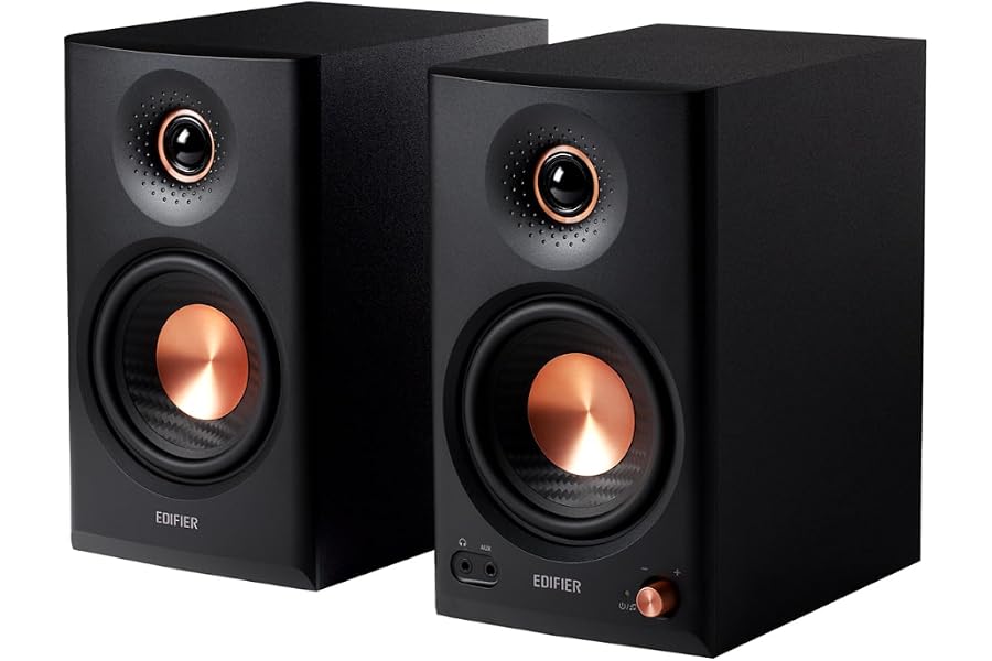 Edifier MR4.5 Bi-Amped Studio Monitor, 80W RMS Bookshelf Speakers - Black | 4.5" Woofer 1" Silk Tweeter Hi-Res Audio Bluetoot