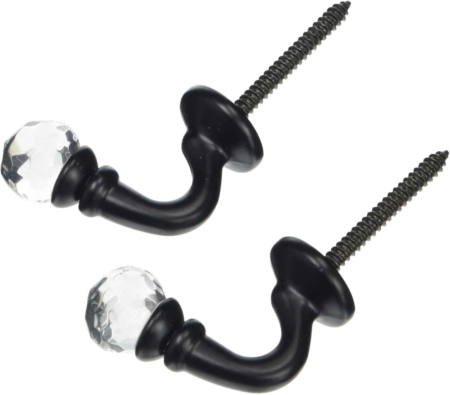 SPEEDY Accessories Crystal Palma Curtain Tie Back Hooks, Steel, Black