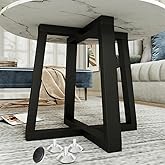 18 Inch Metal Coffee Table Legs 600lbs Fits Glass Granite Wood Tops | Round End Table Base Only with Suction Cups &amp; Pre-Drilled Holes 4 Adjustment Pads Stabilize The Table And Protect The Floor