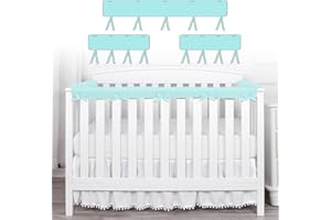 Vjningu Crib Rail Covers, Wrapped Rail Cover 3 Pcs (One Set) Anti-Collision Strip Corner Cover for Teething Bed Guardrail Cover Furniture Boys & Girls for Standard Crib（Green）