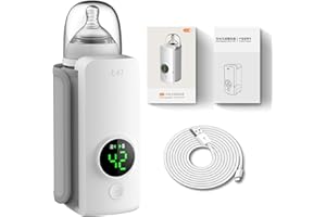 VVU&CCO Fast Heating Portable Bottle Warmer,Travel-Easy,18W Fast Charging,6-Speed Temperature Control,Locked-in Nutrition,360 Degree Wrap Even Warming,Ensuring Baby Needs