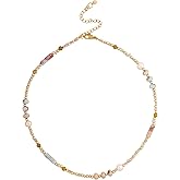 MINACHI Multi Color Beads Necklace, Natural Stone, Pattern Beads, Bohemian Style, Gift Jewelry for Women
