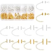 PH PandaHall Gold Silver Tube Slider End Caps 40pcs Multylayers Connector Clasp 10 Size Beading Slide Tube Cord Ends with Lobster Claw Clasps Kit for DIY Multi-Strand Necklace Earring Jewelry Making
