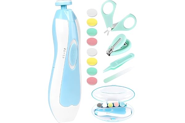 Baby Nail Trimmer Electric-12 in 1 Baby Nail Clippers Safe Baby Nail File Kit with a Nail Clipper, Scissor, Tweezers, and Nai