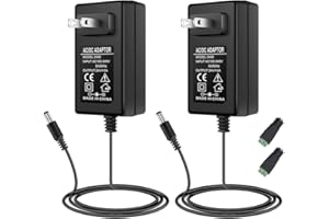 FLETERGIB 24V 3A 72W LED Power Supply Adapter (2 Pack), 100-240V AC to 24V DC Transformer with 5.5/2.1 DC Female Connector, C