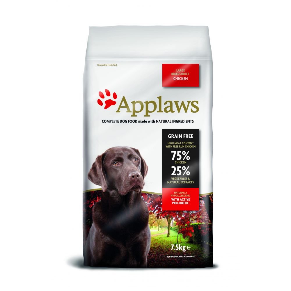 Applaws Natural, Complete and Grain Free Dry Dog Food for Adult and Large Breed Dogs, Chicken, 7.5 kg Bag