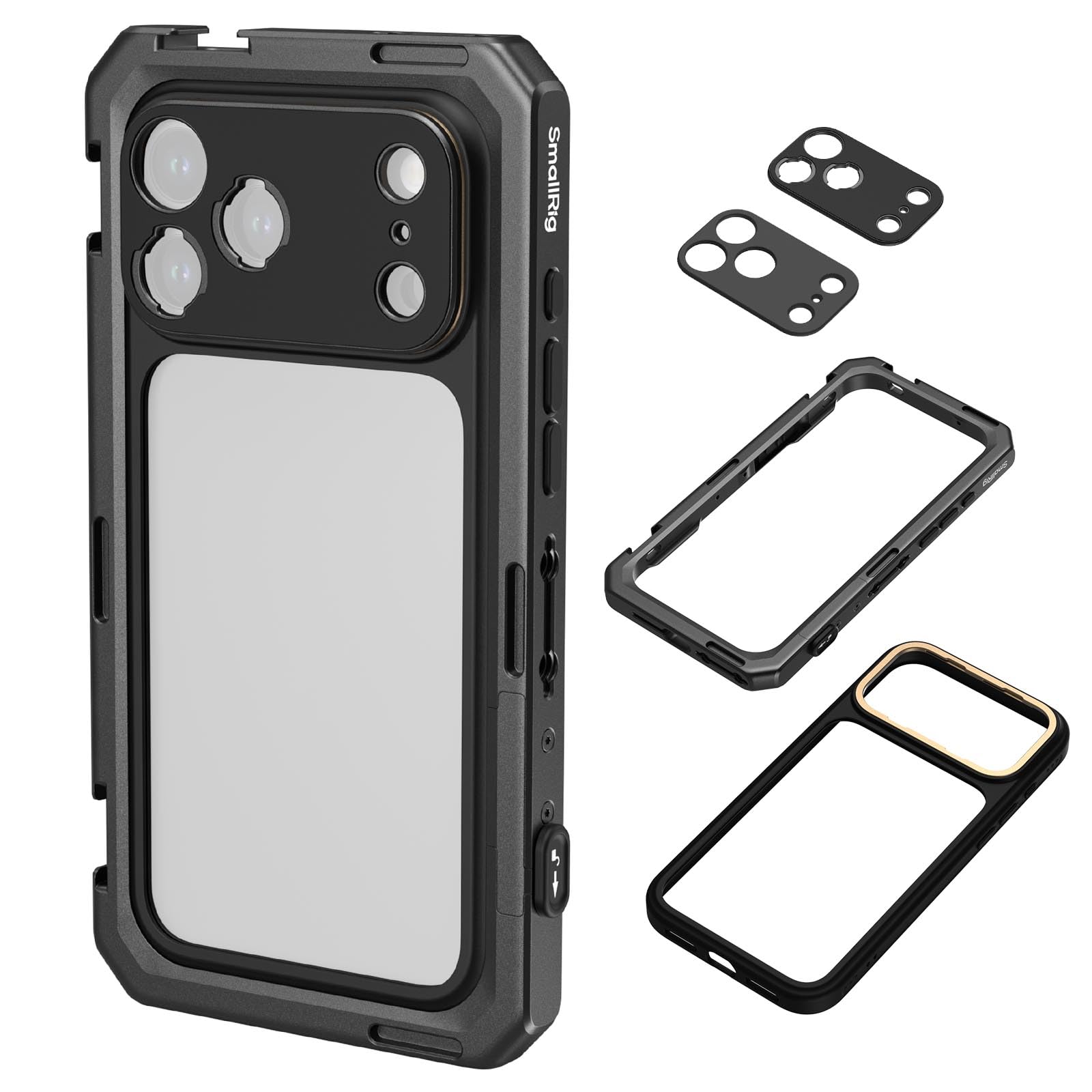 SMALLRIG Mobile Video Cage for iPhone 17 Pro, Case with T-Mount Lens Backplate and 17mm Threaded Lens Backplate, TPU Soft Frame, Aluminium Phone Rig for Videography Recording Vlog, Basic Edition-5545