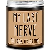 Homsolver Birthday Gifts for Women Men, Valentines Galentines Day Gift for Her Him - My Last Nerve Lavender Candles - Funny Best Friend, White Elephant Gifts for Adults, Coworkers, Sister, Bestie