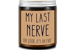 Homsolver Gifts for Women, Funny Friendship Gift for Best Friend - My Last Nerve Lavender Candle - Birthday Christmas Unique White Elephant Stocking Stuffers Gifts for Adults, Women, Her, BFF, Sister